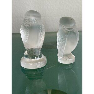 Pair of Lalique France RAPACE Cachet Seal Hawk Falcon Crystal Glass Mint